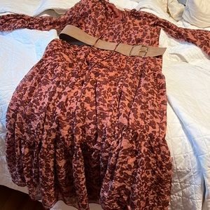 Womens bohemian dress with belt maxi